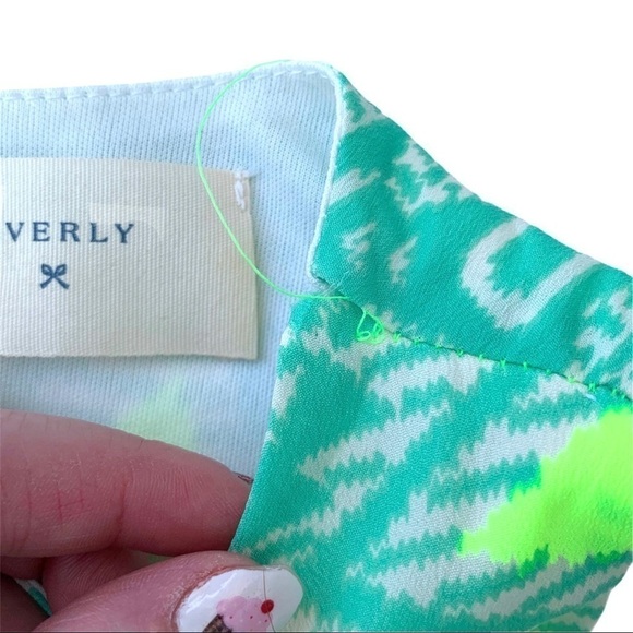 Everly Boutique Teal and Lime Geometric Patterned Mini  Dress Size Small - Picture 6 of 15